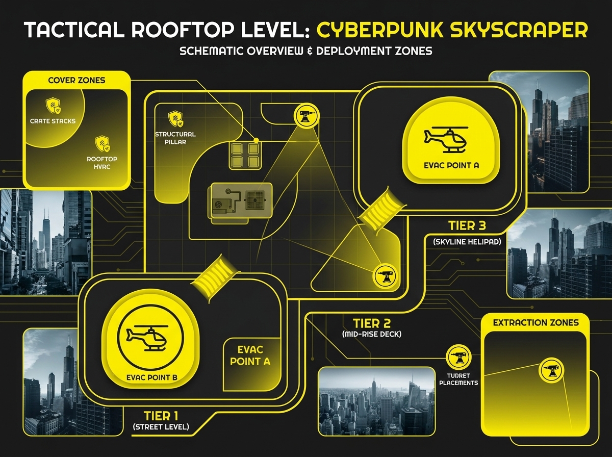 Cyberpunk Rooftop Tactical Blueprint
