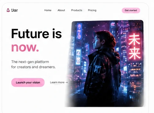 Un hero de landing page construit avec des images JammyJar